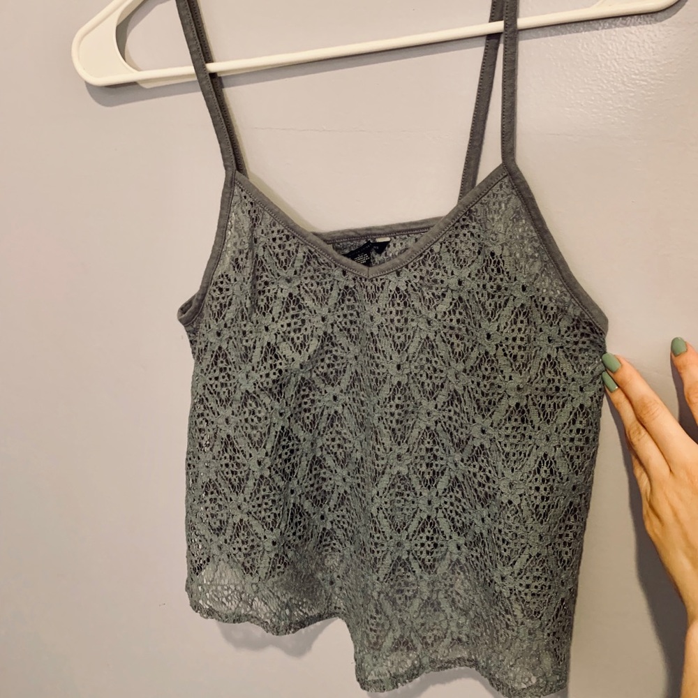 AE Outfitters Small Grey Lace top - Picture 3 of 6